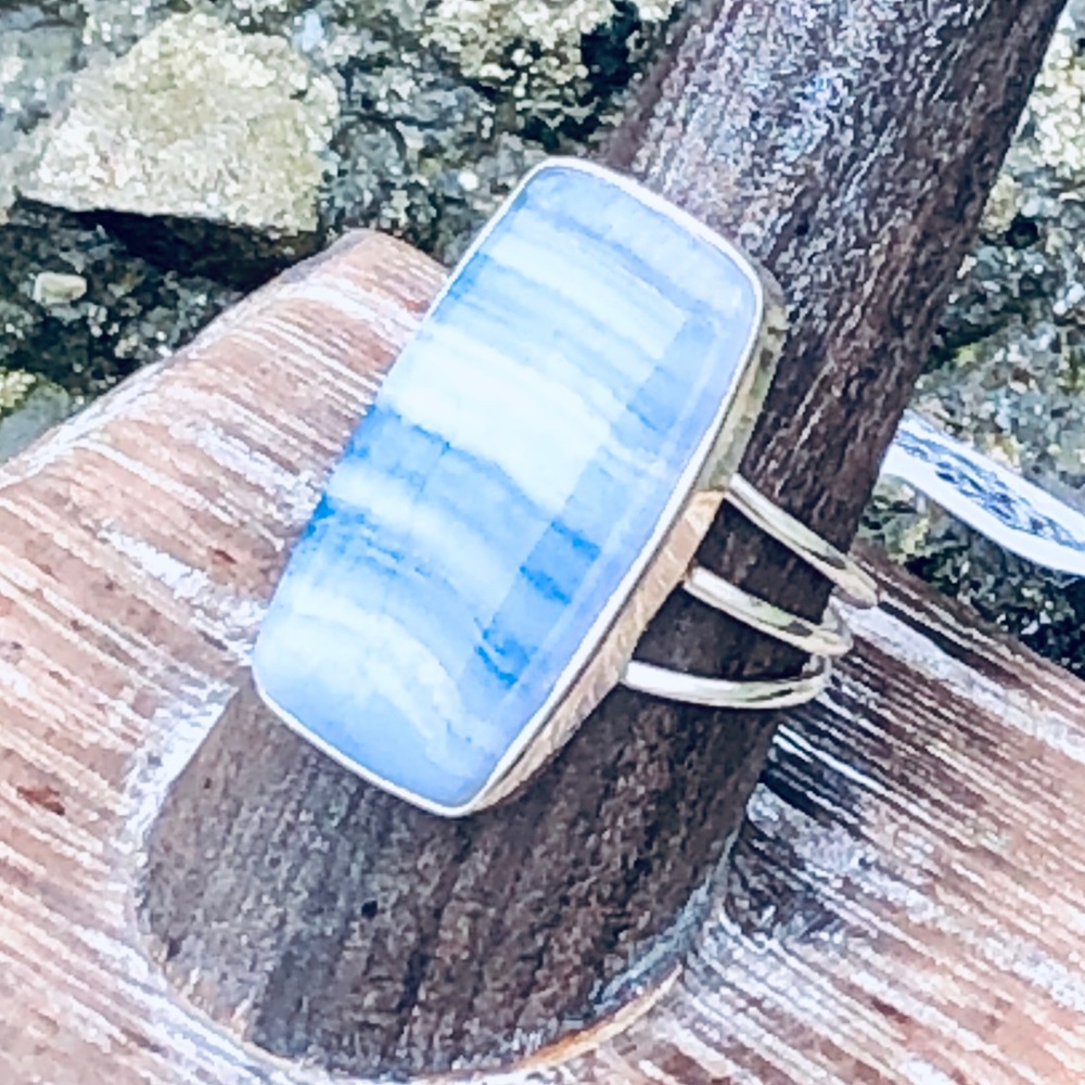 🏷Beautiful South African Blue Lace Agate 925 Ring